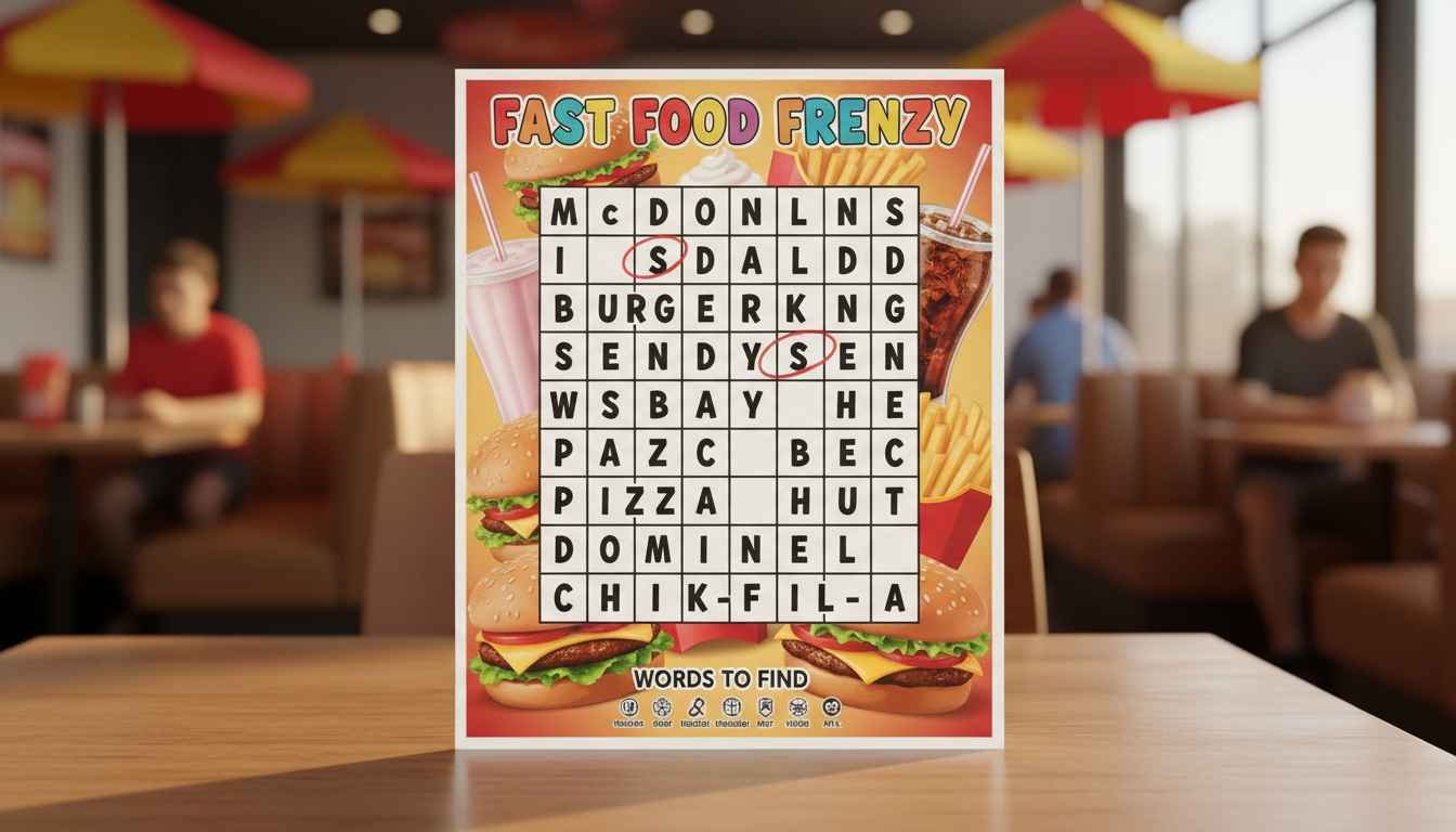 fast food restaurants word search
